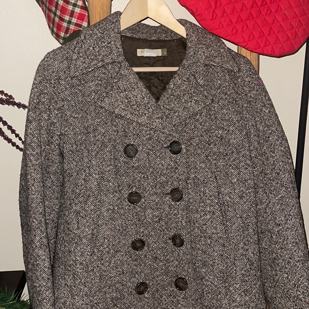 J Crew Herringbone Wool Peacoat